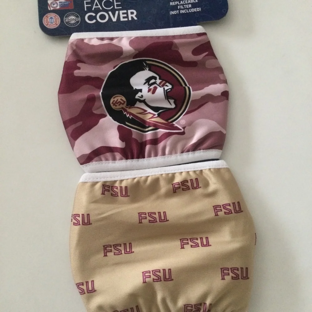 NCAA FLORIDA STATE SEMINOLES 2 PACK FACE MASKS OS UNISEX ADULT NWT